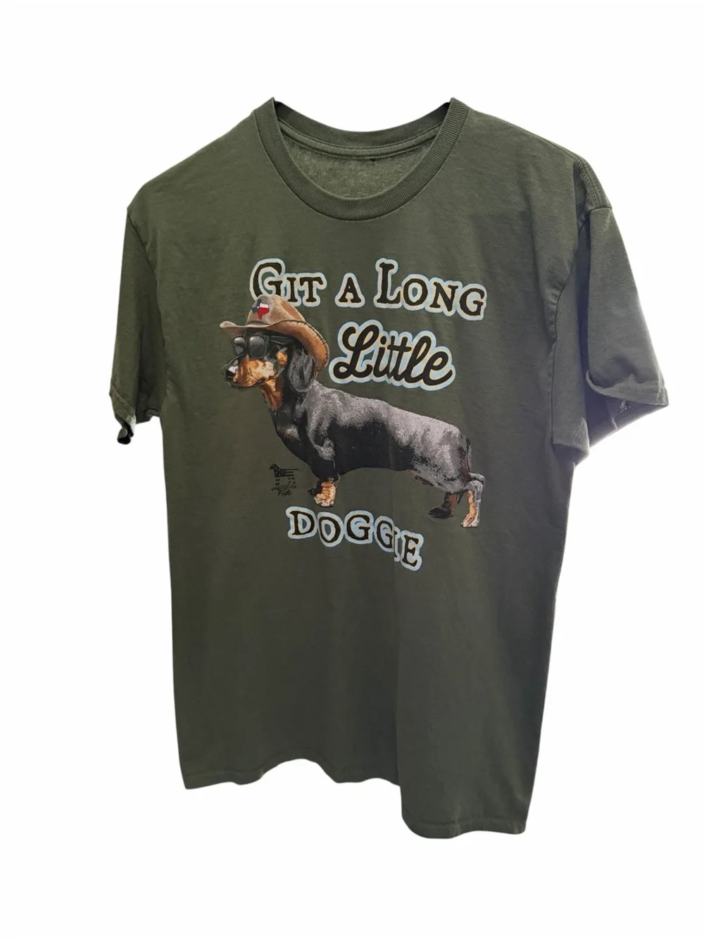 Source Unknown Olive Graphic Dachshund Tee